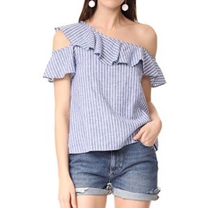 Madewell one shoulder ruffled top